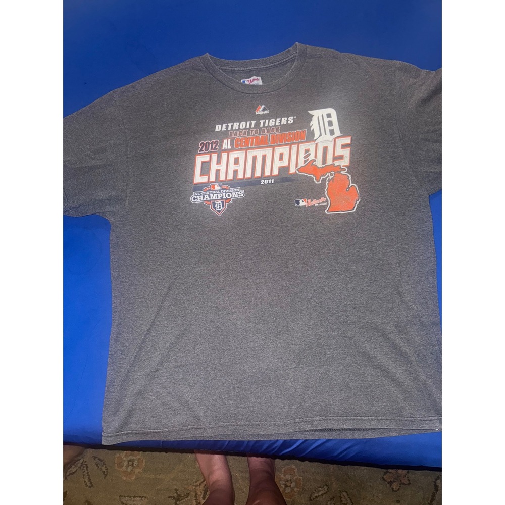 Majestic Detroit Tigers Champions T-Shirt MLB Baseball Gray XL